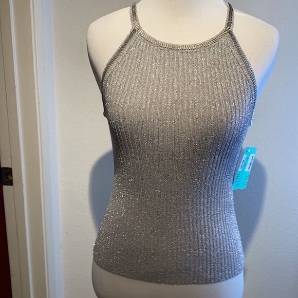 NWT Adrianna Papell Silver Beaded Twinset PS - Picture 5 of 15